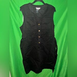 NWT Nanette Lepore Black Sleeveless Denim Button-Down Dress size 14